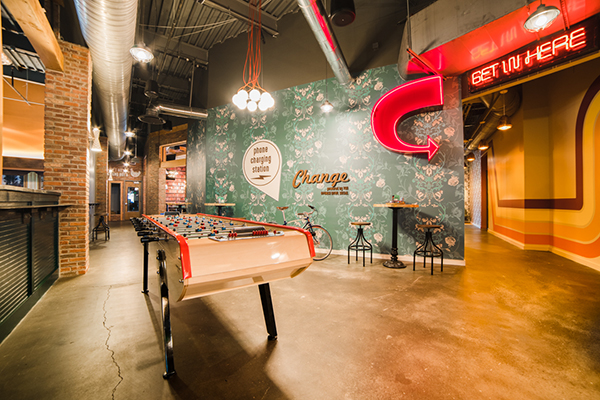 Image of interior game room from Punch Bowl Social location